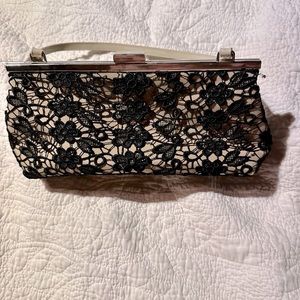 Black cream lace handbag purse